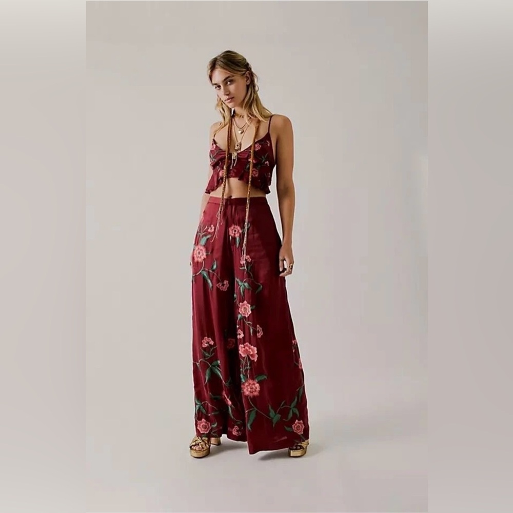 Free People x Anna Sui Poppy embroidered set size 6 NWT